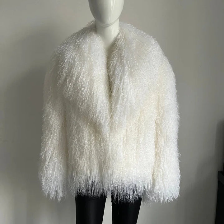 Stylish Mongolia Sheep Fur Warm Coat