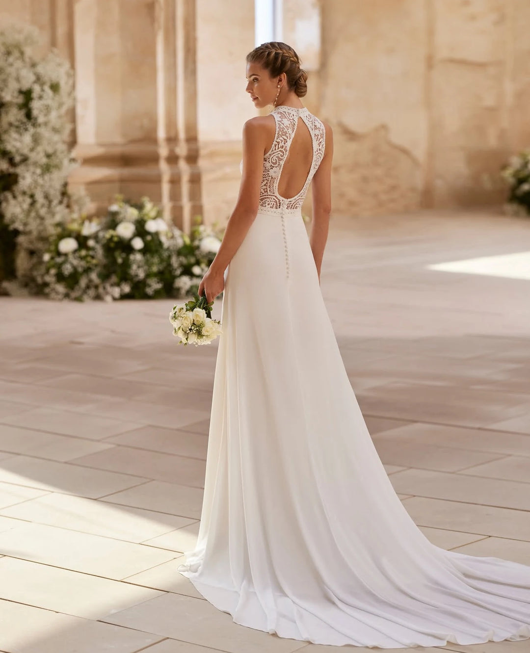 Crafted Boat Neck Wedding Dress