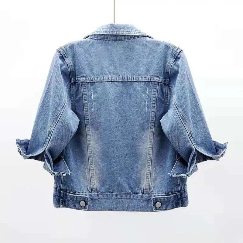 Classic Three Quarter Sleeves Jean Jacket