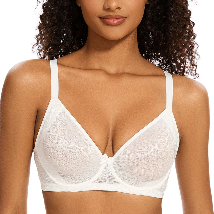 Comfortable Floral Mesh Ultra-thin Bra
