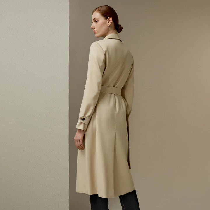 Repellent Silk-Wool Blend Trench Coat
