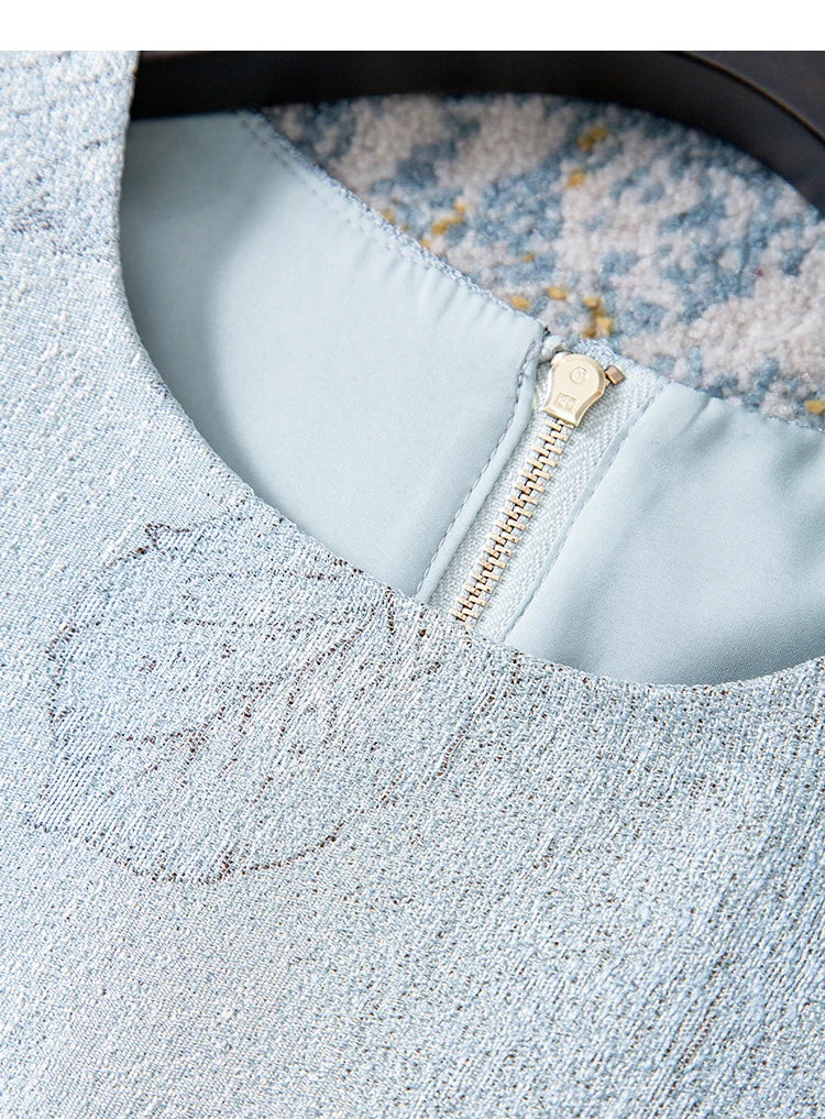 Luxury 3D-Beaded Floral Embroidery Dress