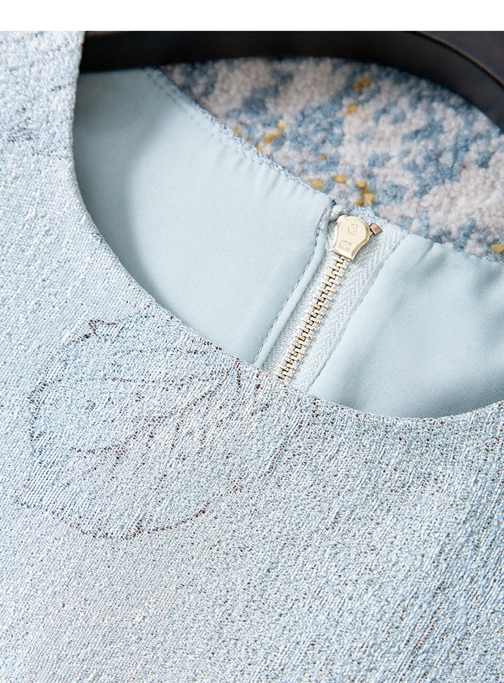 Luxury 3D-Beaded Floral Embroidery Dress