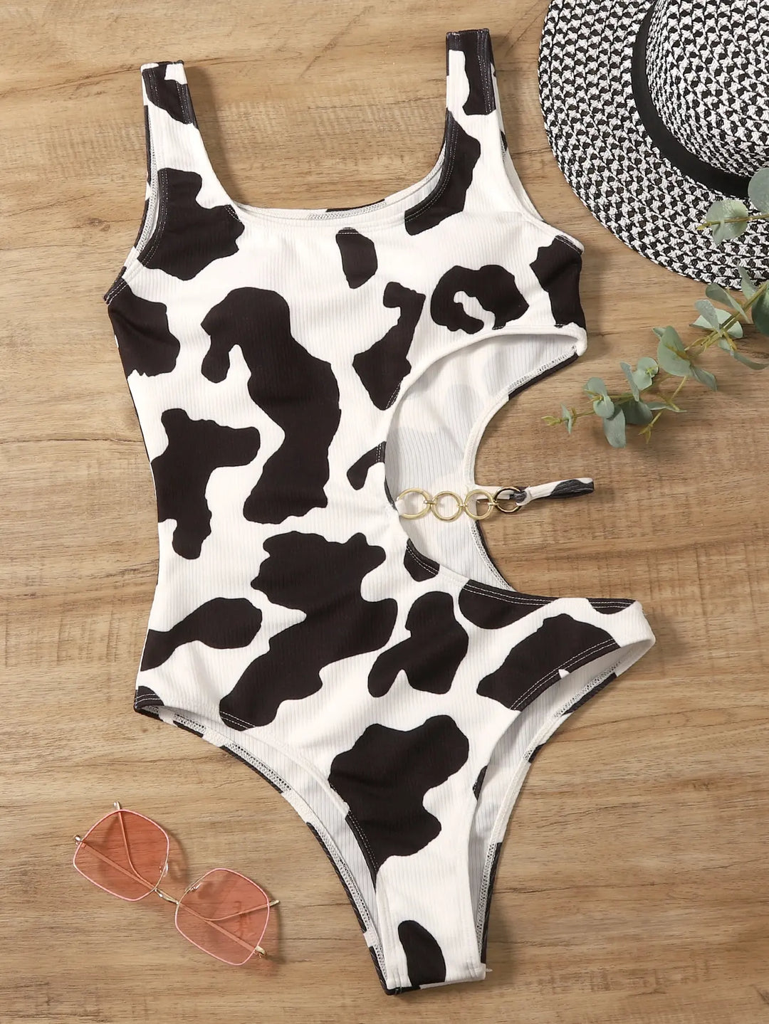 Rib Cut-out One Piece Swimsuit
