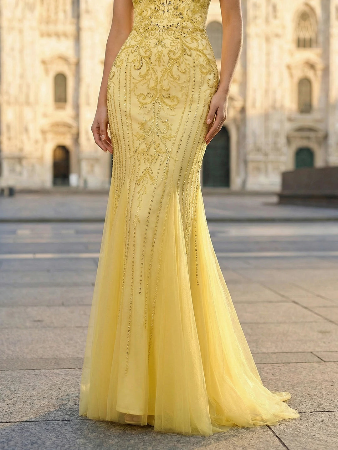 Luxurious Beaded Tulle Prom Dress