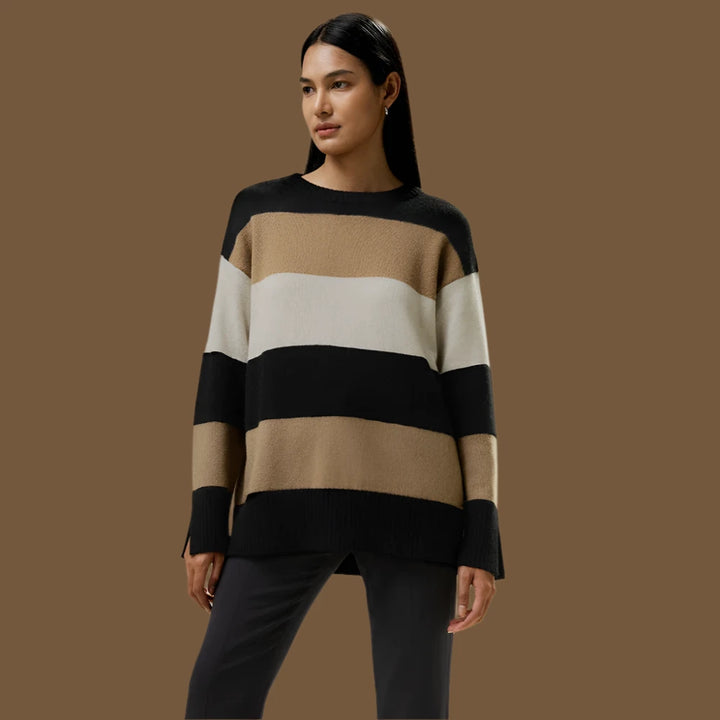 Tri-Colored Stripe Cashmere Sweater