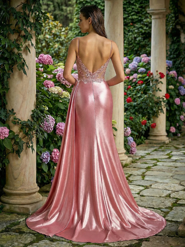 Stunning Embroidered High Slit Prom Dress