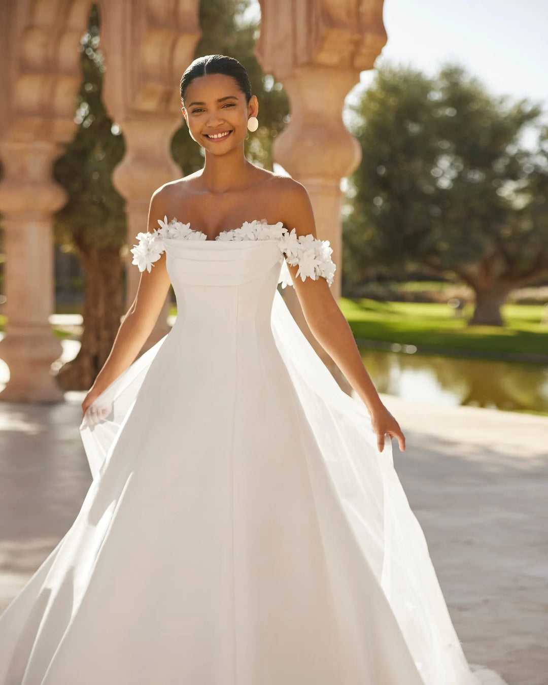 Fancy 3D Flowers A Line Wedding Dress