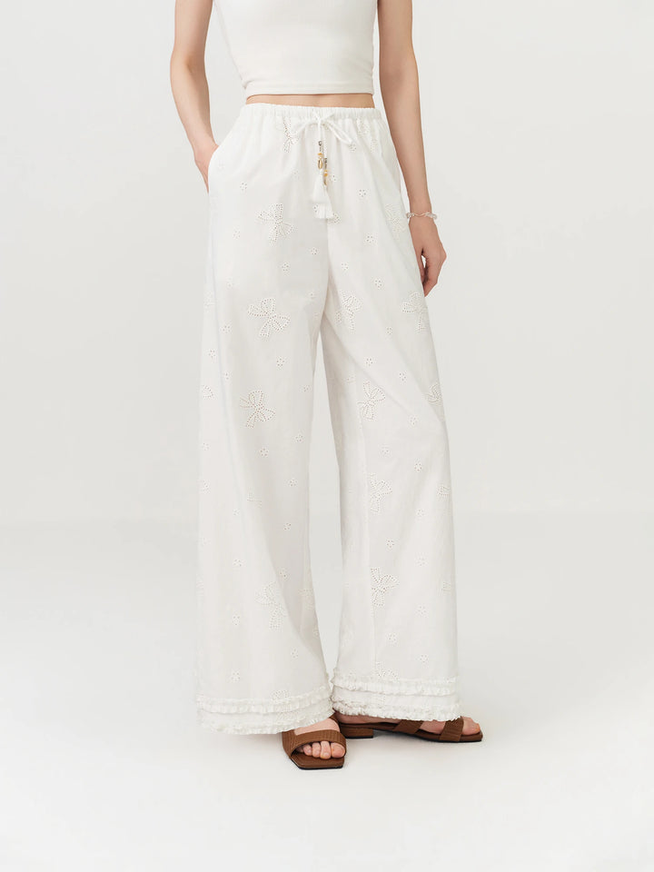 Stunning Wide Leg Cotton Lace Pants