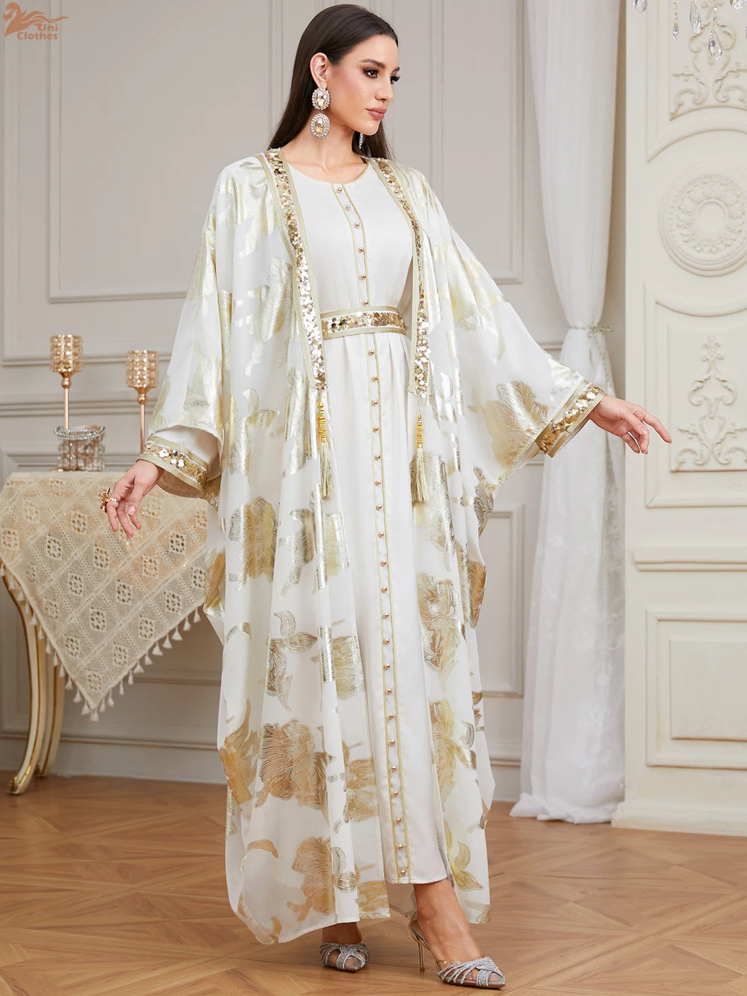 Luxury Two-Piece Maxi Abaya Dress