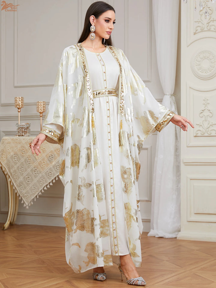 Luxury Two-Piece Maxi Abaya Dress