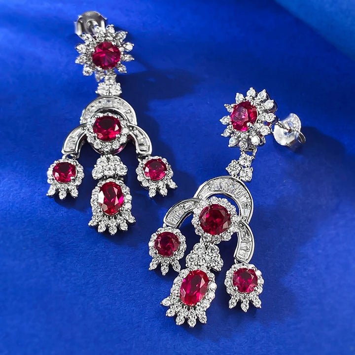 Exquisite Sapphire Ruby Earrings