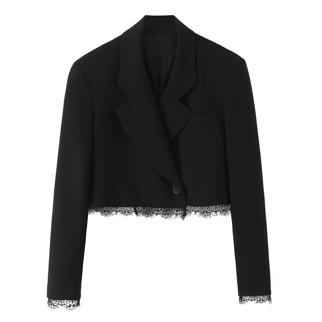 Gorgeous Double-breasted Black Crop Blazer