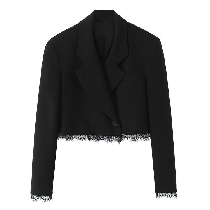 Gorgeous Double-breasted Black Crop Blazer