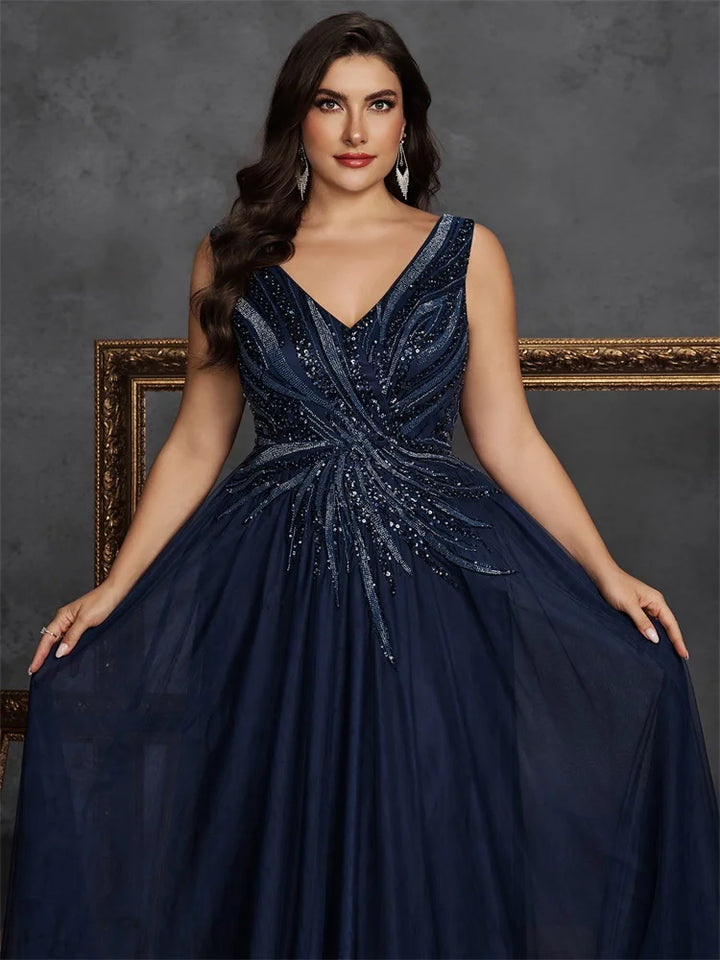 Elegant Sequin Plus Size Evening Gown