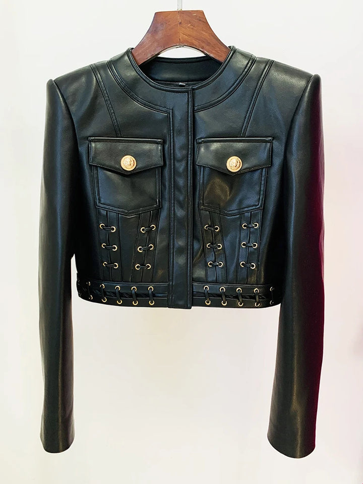 Fashionable Rope Lace-Up Jacket