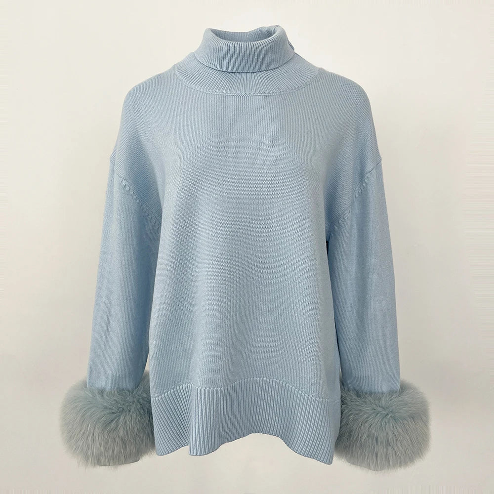 Stylish Standup Collar Loose Knitted Jumper