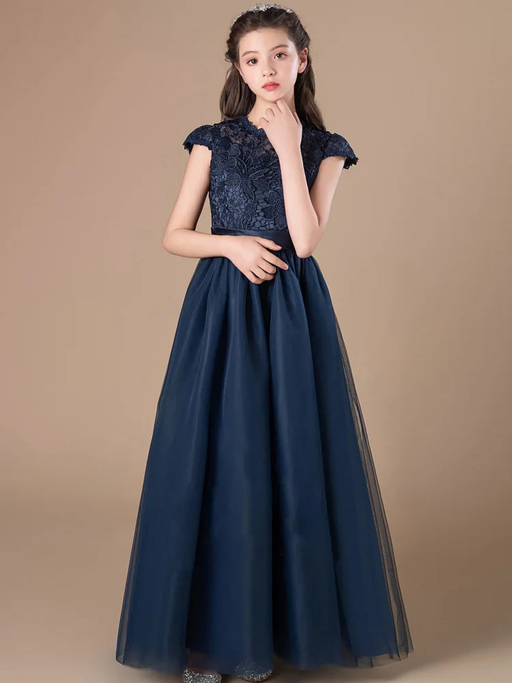 Stylish Round Neck Little Bridesmaid Dress