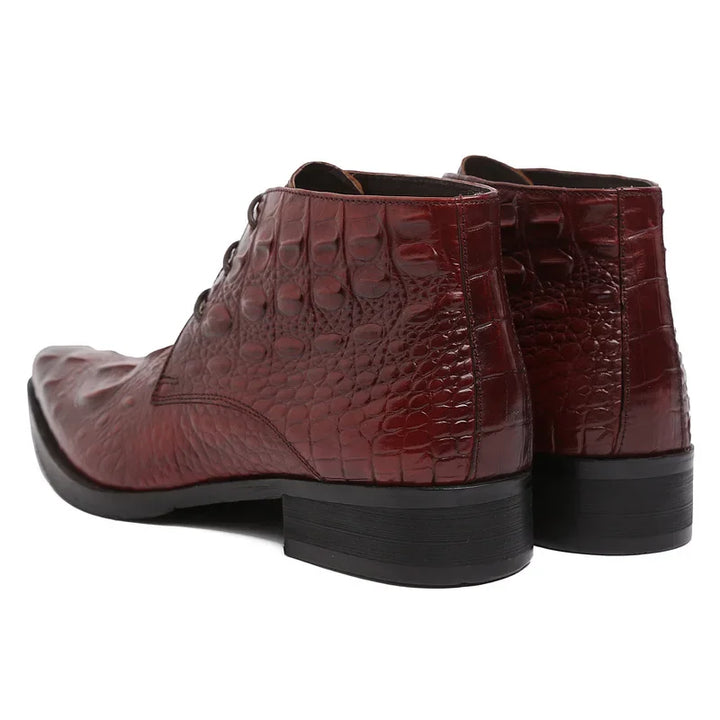 Vintage Crocodile Grain Leather Boots