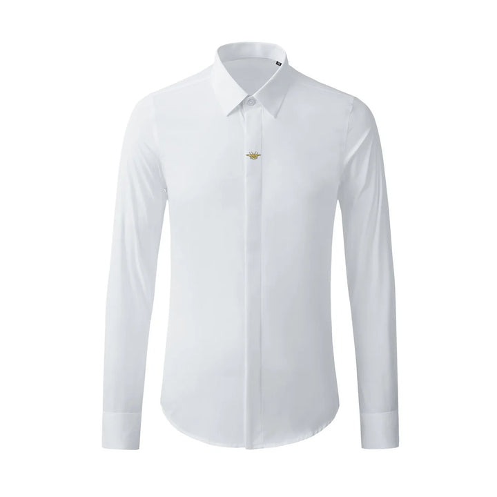 Versatile Gold Bee Embroidery Casual Shirt