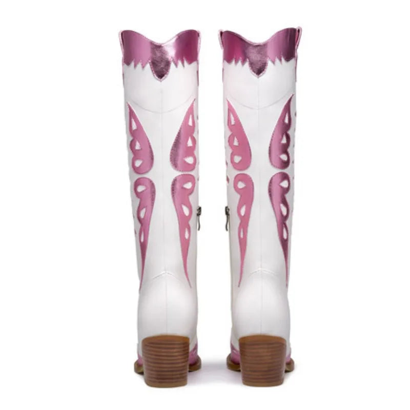 Stylish Western Embroidered Knee High Boots