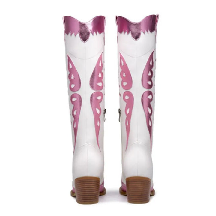 Stylish Western Embroidered Knee High Boots