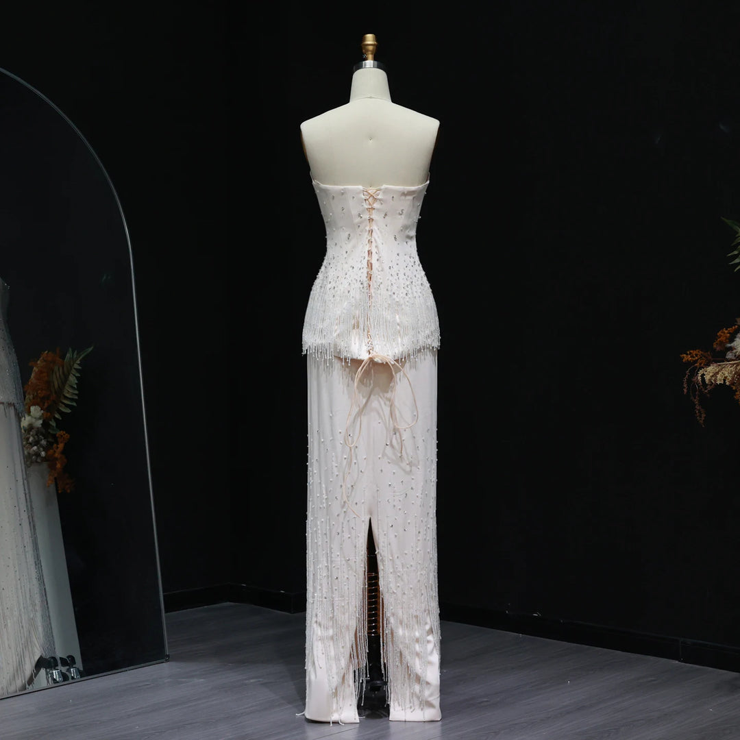 Elegant Two-Piece Arabic Beading Gown