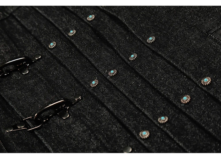 Vintage Turquoise Buttons Denim Jacket