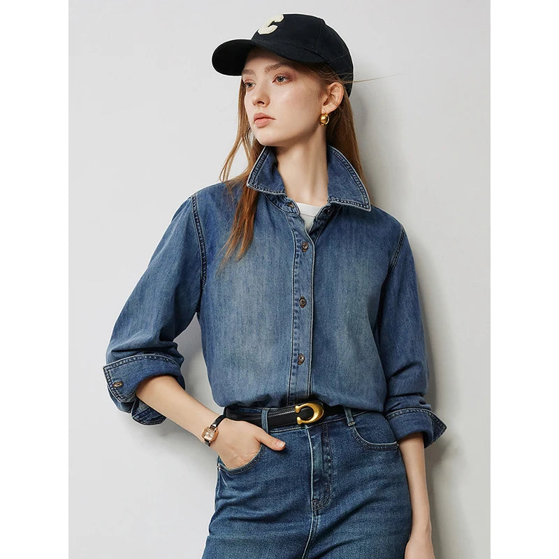 Boyfriend Style Long Sleeve Denim Shirt