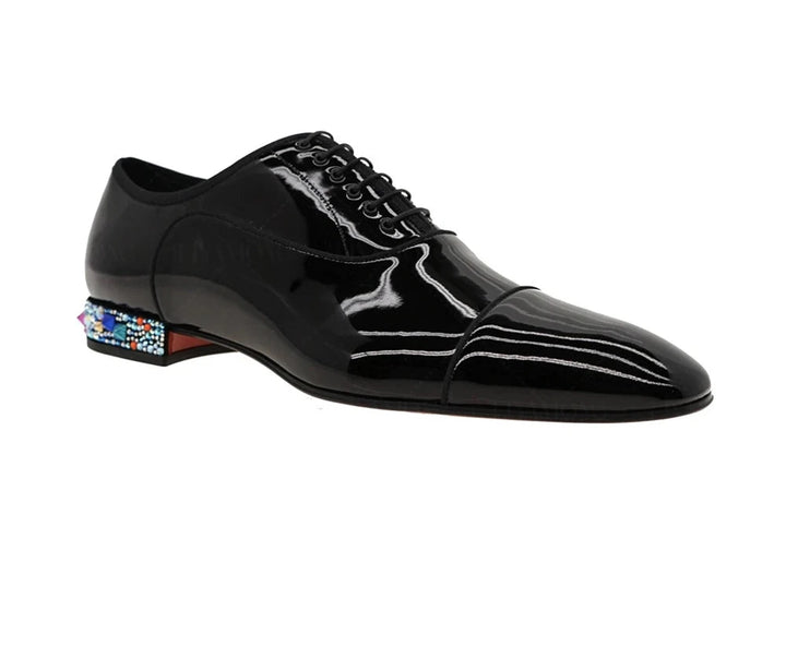Flashy Rhinestone Band Patent Leather Loafers