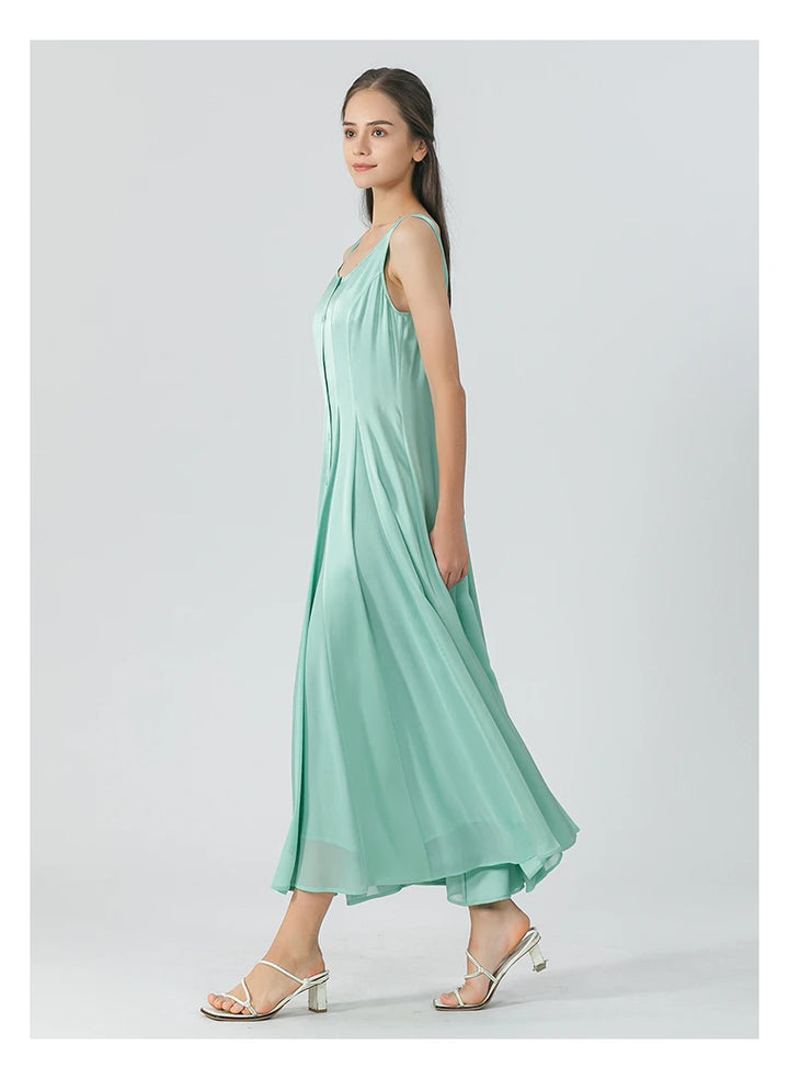 Double Sided Satin-Silk-Slip Dress