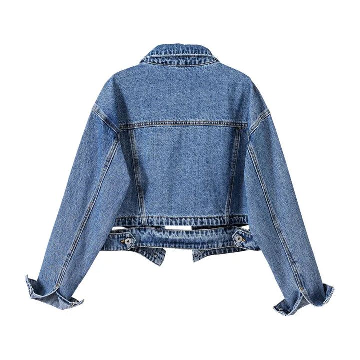 Classic Lapel Single-breasted Denim Coat