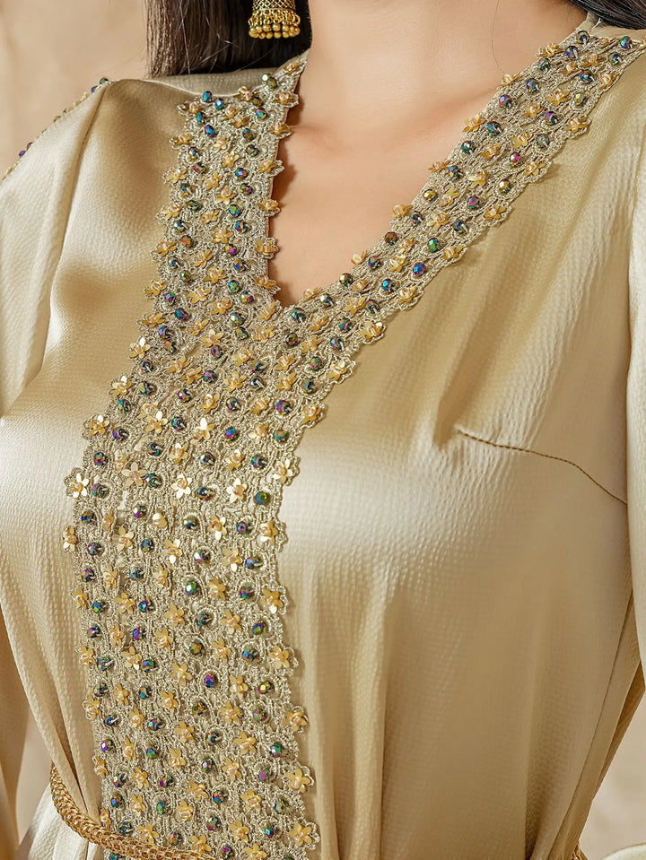 Luxury Diamonds Satin Abaya