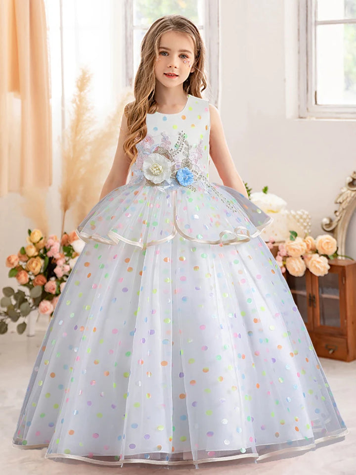 Flower Wave Points Party Dress