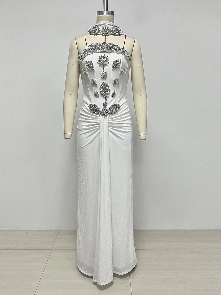 Light Luxury Crystal Beaded Long Dress