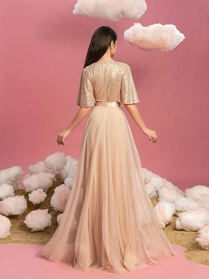 Alluring Flared Sleeves Evening Gown