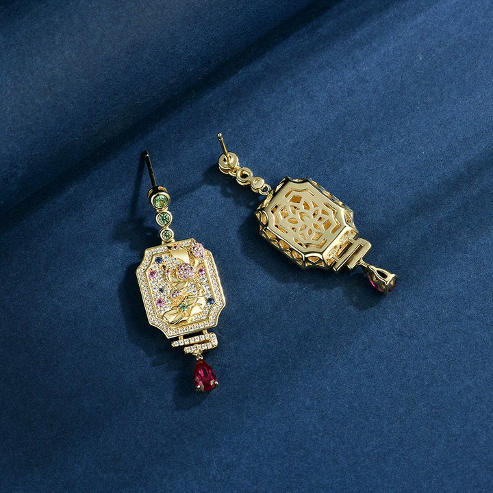 Fine Lab Sapphire Ruby Dangle Earrings