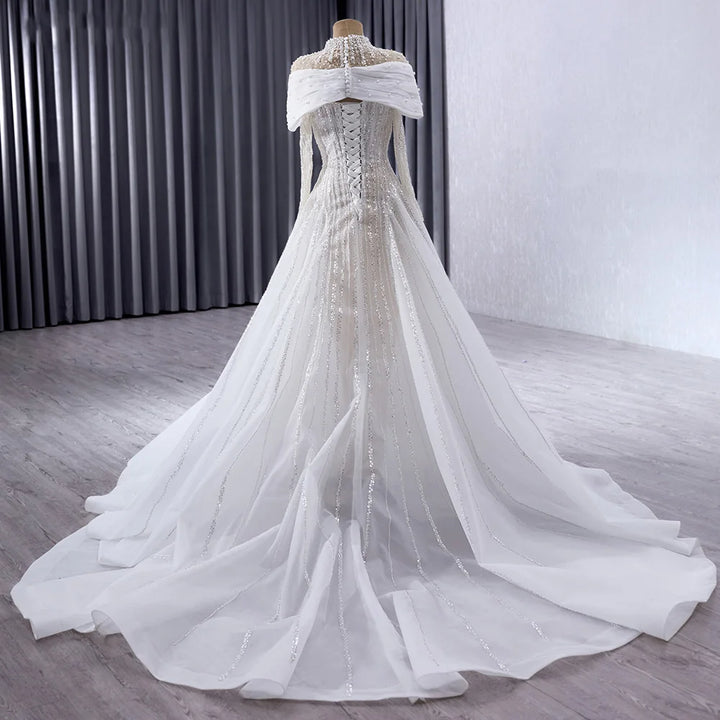 Beautiful Full Sleeves Lace Up Bridal Dress