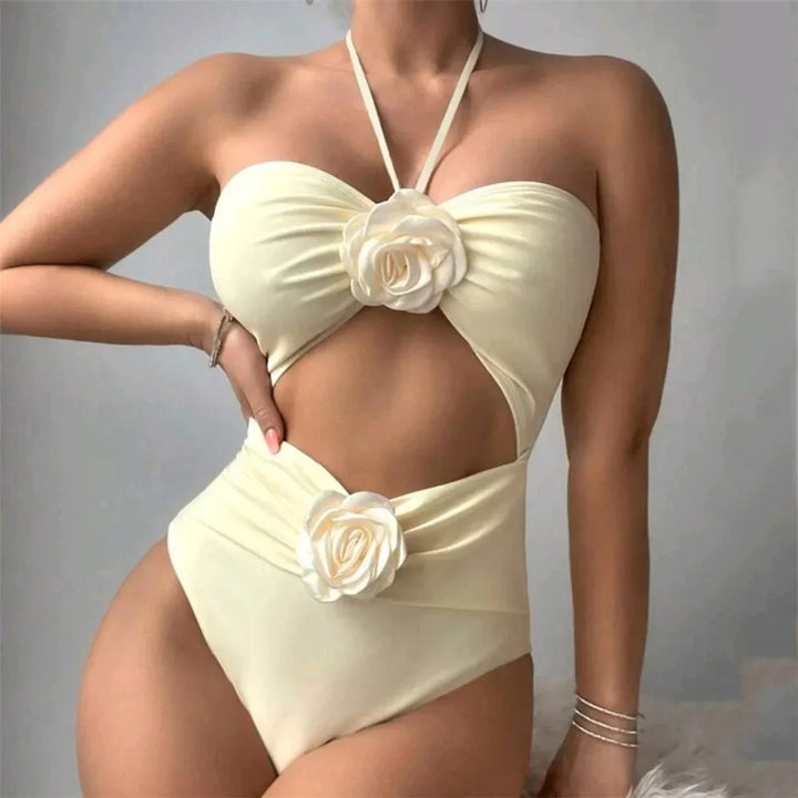 Halter 3D Flower Monokini Swimwear