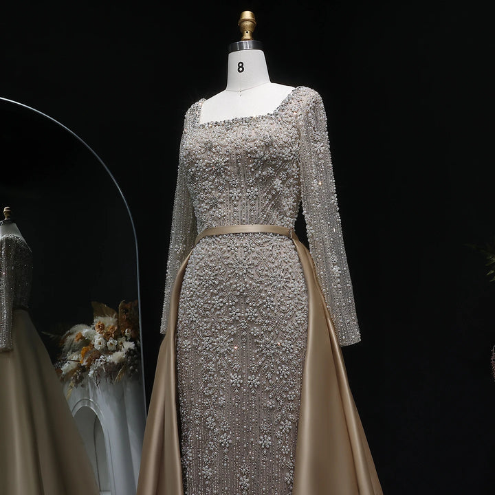 Polished Beaded Evening Couture Dress
