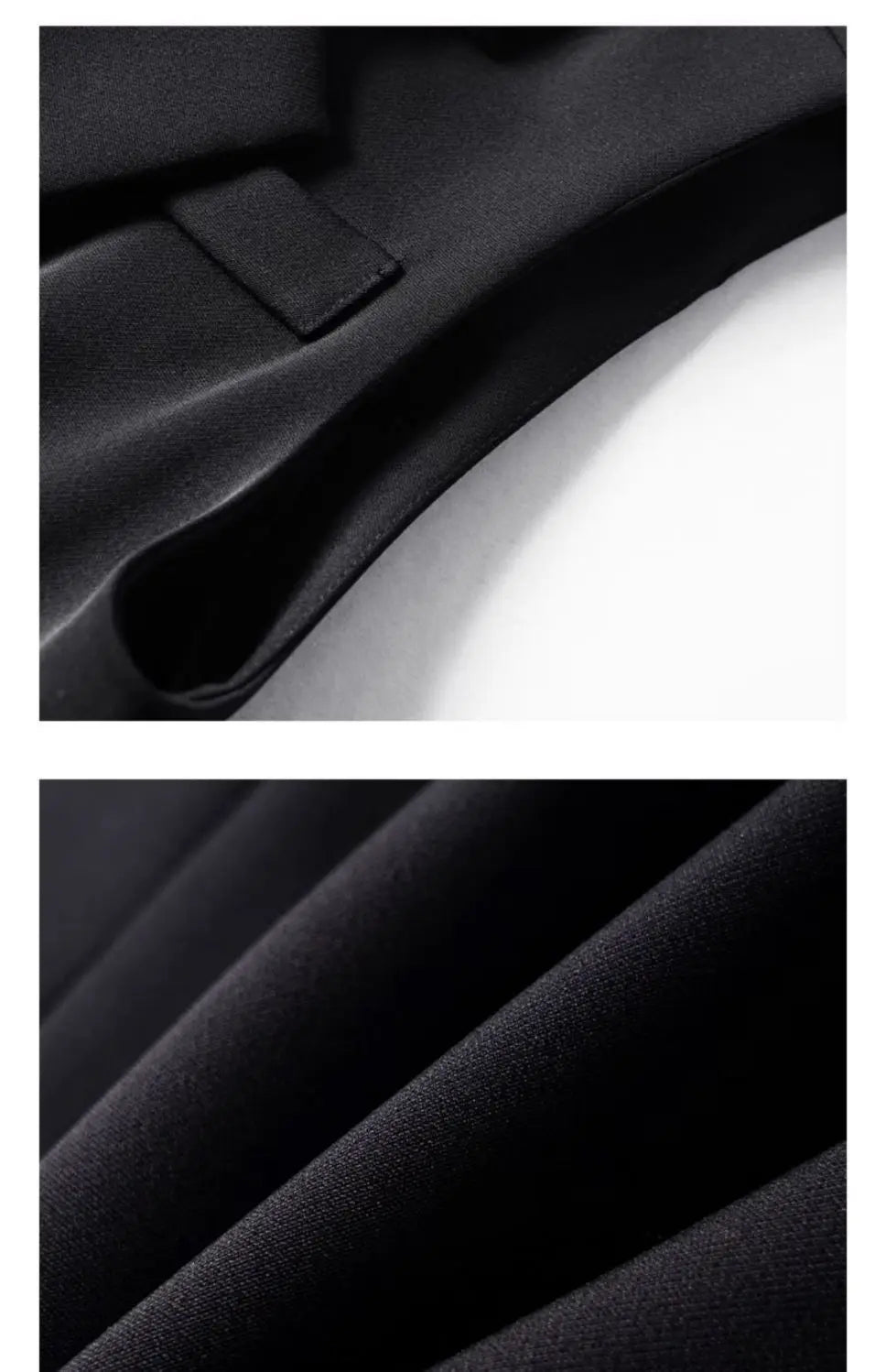 Black suit vest with welt pocket and fine textured lining