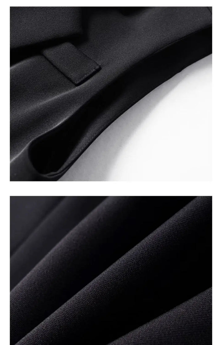 Black suit vest with welt pocket and fine textured lining