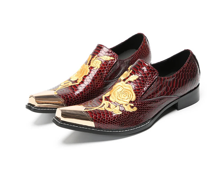 Luxury Golden Metal Toe Business Shoes