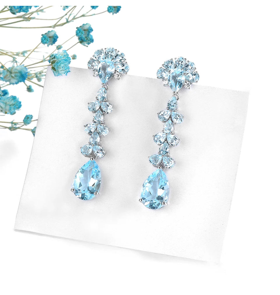 Natural Sky Blue Topaz Stud Earrings