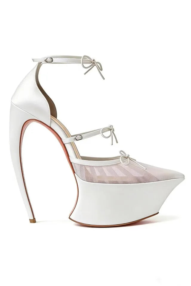 Lovely Satin Ribbon Platform Stiletto Sandals