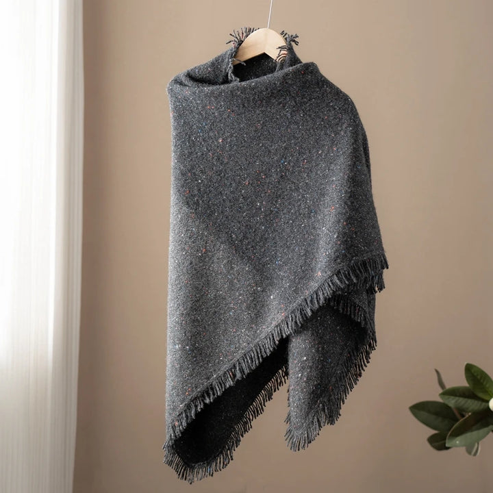 Elegant Rainbow Tassel Pure Cashmere Shawl