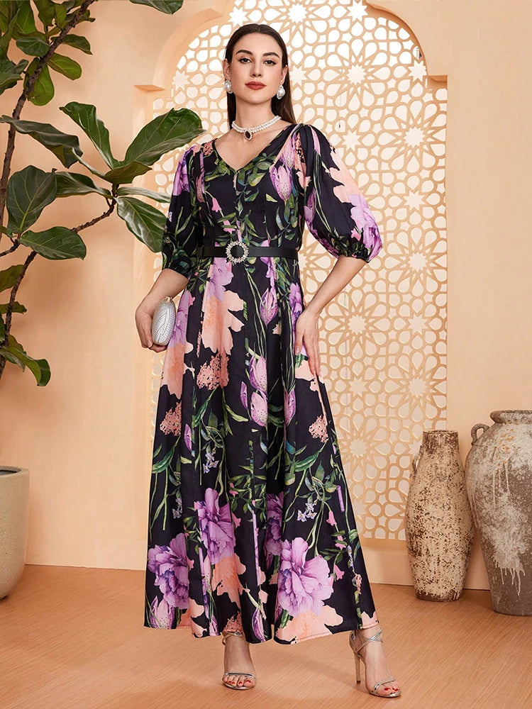 Graceful Boho Printed Long Evening Dress