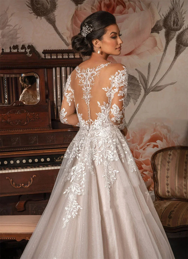 Dazzling Applique A-Line Wedding Dress
