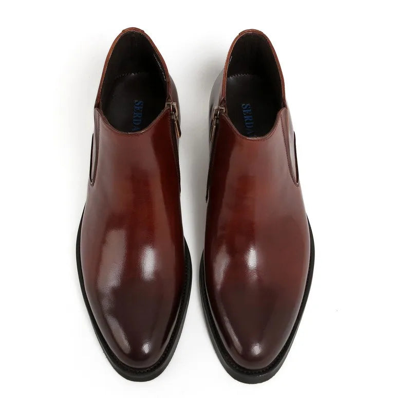 High-Top Cowhide Leather Men's Boots