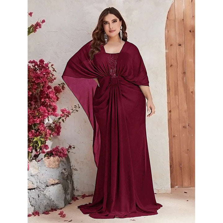 Plus Size Shawl Sequin Gown